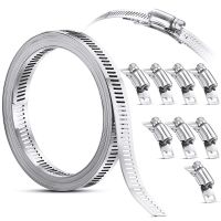 ✺۞△ 12.7MM Width Stainless Steel 304 Worm Clamp Hose Strap with Fasteners Adjustable DIY Pipe Hose Clamp Ducting Clamp