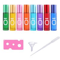 16Pcs 10Ml Roller Bottle Glass Empty Essential Oil Roll On Bottle With Metal Roller Balls Travel Refillable Perfume Bottle