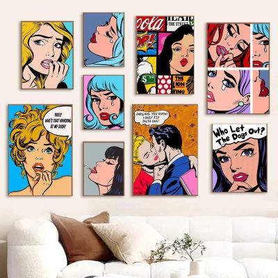 บทคัดย่อ PopRoy Liscia ร้องไห้สาวคู่จูบงานศิลปะโปสเตอร์พิมพ์ผ้าใบจิตรกรรมฝาผนังศิลปะรูปภาพสำหรับตกแต่งบ้าน-Cuadros