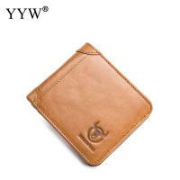 BULLCAPTAIN Genuine Leather Mens Wallet 2019 Vintage Male Short Wallets Coin Purse Black Brown Credit Card Holder brown bag Wallets