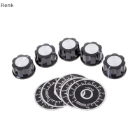 Renk 5ชุด Black ROTARY Potentiometer KNOB caps พร้อม5pcs Count dial 0-100 Scale