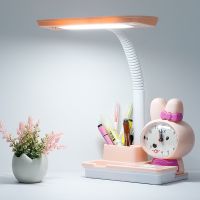 Learning desk lamp eye protection desk childrens cartoon multifunctional bedside lamp alarm clock pen holder plug-in —D0516