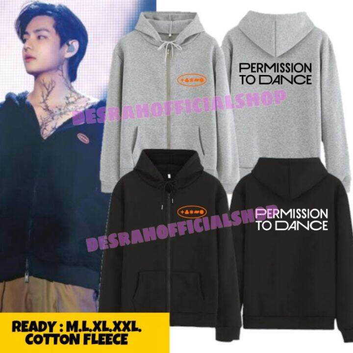CODThe Multitude Shop31tht9 Size M-XXL Thick Soft Cotton Fleece BTS  Permission to Dance DTF Screen Printing Pattern Hoodie Jacket with Zipper  for Men Women JAKET Hoddie RESLETING Korean BTS permission to dance