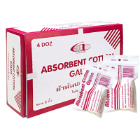 ABSORBENT COTTON GAUZE ผ้าก๊อซพันแผล ผ้าพันปลายไม่รุ่ย พับสำเร็จรูป ใช้สะดวก ขนาด 2 นิ้ว 4 โหล