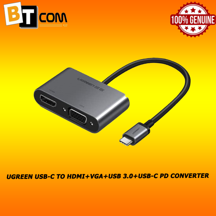 UGREEN USBC TO HDMI+VGA+USB 3.0+USBC PD CONVERTER UGCM16250505 Lazada