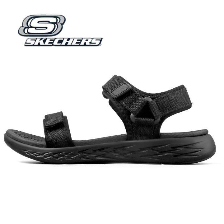 skechers-รองเท้าแตะผู้หญิง-on-the-go-gowalk-arch-fit-รองเท้าแตะผู้หญิงแบบสบาย-ๆ-ระบายอากาศได้-magic-buckle-beach-sandals-gry