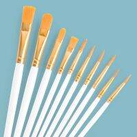 10Pcs Oil Painting Brush Set Art Paint Brushes Nylon Hair Plastic Handle Acrylic Oil Watercolor Gouache Draw Pictures Kit