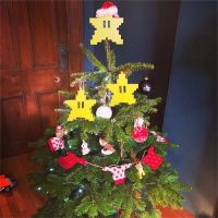 Golden Flash Christmas Tree Top Iron Star Christmas Decorative Christmas Pixel Decorative Christmas Tree New Year Decorative