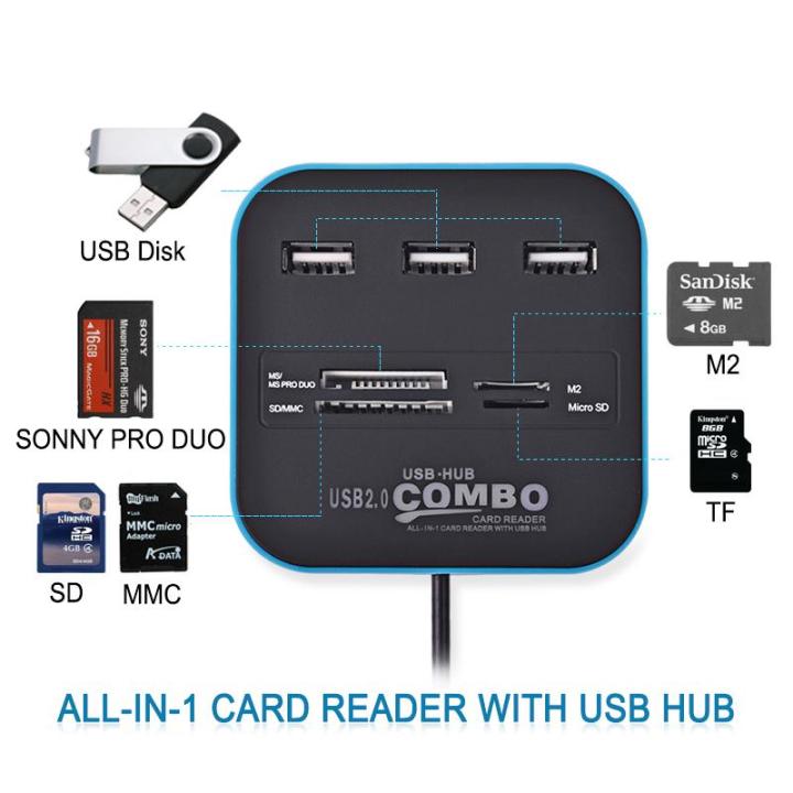 usb-hub-combo-memory-card-reader-ขยายพอร์ต-3-port-อ่านการ์ดได้หลากหลาย