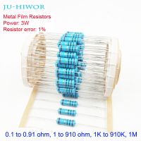 3W 1 Tolerance Metal Film Resistors 0.1-0.91 1-910 1K-910K 1M 100 200 300 1K 2K 3K Ohm Resistor Electronic Accessories