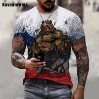 2022 Hot Sale Russia Bear 3D Print T-shirt Russian Flag T Shirt Men Women Fashion Casual Short Sleeve Hip Hop Streetwear Tops