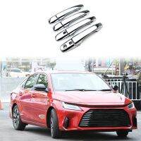 8Pcs Chrome Silver Car Exterior Side Door Handle Frame Cover Trim for Yaris Ativ / Vois 2022 2023 LHD