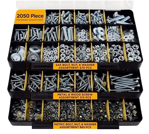 Jackson Palmer 2050pcs Hardware Assortment Kit With Screws Nuts Bolts And Washers 3 Trays 