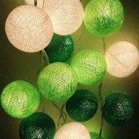 20pieces Green Leaf Tone Cotton Ball String Night Fairy Lights Party Indoor St Patrick 39;s Day Decor Garland Bedroom Lantern