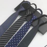 High Quality Classic Striped Flower Dot Nylon Yarn Lazy Zipper Tie for Man Business Wedding Casual Necktie Gifts