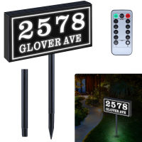 Solar House Numbers Address Plaque Waterproof Solar Powered LED Illuminated Lighted Address Signs For Outdoor Yard With Stakes