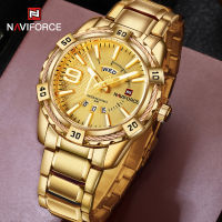 NAVIFORCE Luxury nd Mens Sport Watch Gold Full Steel Quartz Watches Men Date Waterproof Military Clock Man relogio masculino