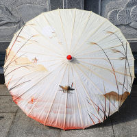 ร่มกระดาษน้ำมันพู่กันฝนผ้าดอกไม้ร่มสไตล์โบราณร่มเสา Hanfu ร่มเต้นรำการแสดงร่มตกแต่งคลาสสิกร่มงานฝีมือ