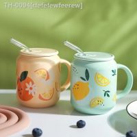 ▣ rfefefewfeerew Criativo Fruit Caneca Cerâmica Com Palha Ins Strawberry Cup Garrafa De Água para Meninas Casal Porcelana Canecas Copos Café