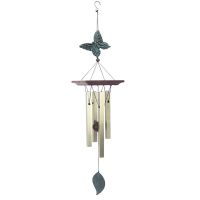 Butterfly Wind Chimes Outdoor, Small Memorial Wind Chimes with 4 Square Metal Tubes for Patio Home Yard Porch Decor