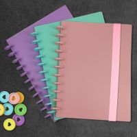 Mushroom Hole Binding A4 Colour Loose-leaf Diary Notebook Cover with Elastic Strap 11 Pcs Binding Discs DIY Assembly Notebook Note Books Pads