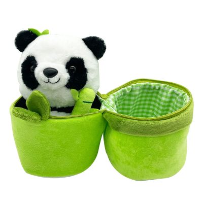 2 in 1 Cute Bamboo Tube Panda Plush Kawaii Tearful Panda Stuffed Animal Plushie Super Soft Hugging Pillow
