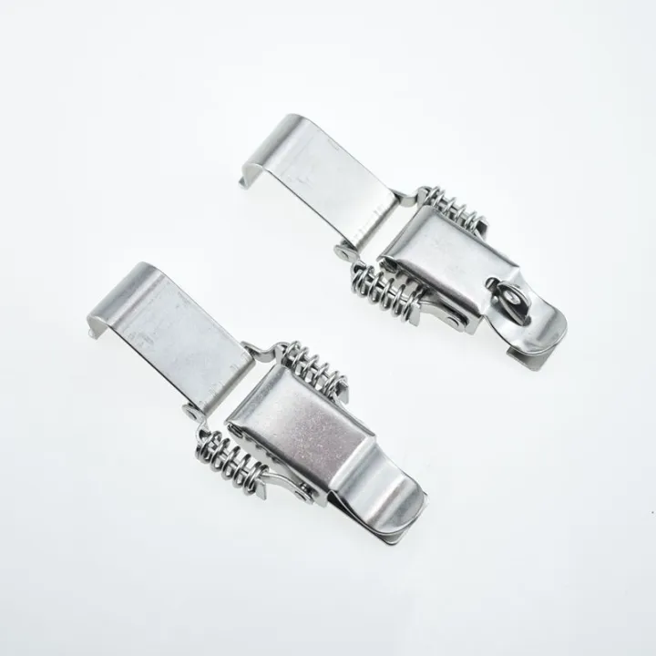 304 สแตนเลสสตีลกุญแจสปริงคู่ Hasp กล่องปุ่มล็อคไม้ อุปกรณ์บัตร Fastener