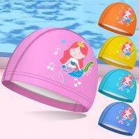 【CW】Children Swimming Caps PU Coating Waterproof Ear Protection Kids Swimming Hat Boys Girls Cartoon Mermaid Hat Pool Accessories