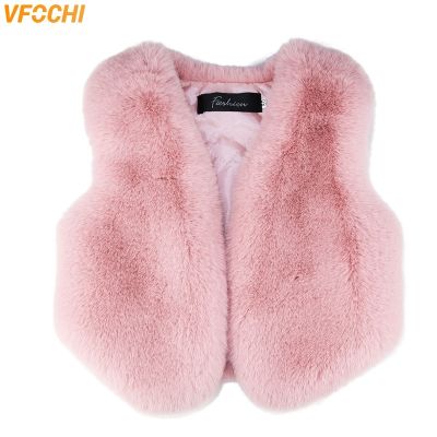 （Good baby store） VFOCHI Girl Faux Fur Waistcoat 6 Color Warm Fur Vest Autumn Winter Kids Jacket Coat Sleeveless Outwear Baby Girl Faux Fur Vest