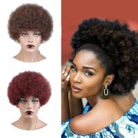 Afro Curly Human Hair Wigs with Bangs Brazilian Remy Hair Wig Natural Black Color Short Sassy Human Hair Wig for Women