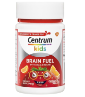 วิตามินเด็ก Centrum kids fuel เซนทรัม วิตามินรวม วิตามินเด็ก สำหรับเด็กอายุ 3 ปีขึ้นไป เคี้ยวได้ รสสตรอเบอร์รี 60 เม็ด Centrum Kid  Multi, Brain Fuel 50 Chewable