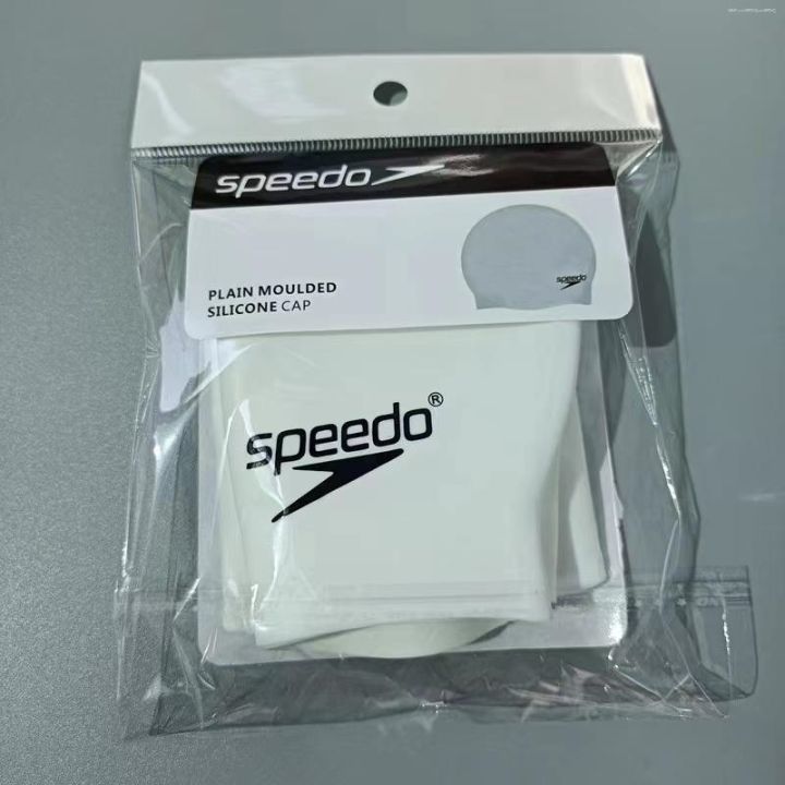 speedo-หมวกว่ายน้ำซิลิโคนแฟชั่นของผู้ชายกันน้ำได้-ไร้ที่ศีรษะสำหรับผู้หญิงหมวกว่ายน้ำสำหรับผู้ใหญ่