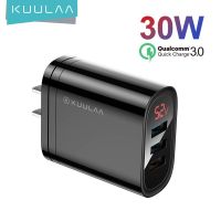 KUULAA USB 3-hole Mobile Phone Fast Charger 30W QC Fast Charging Multi-port Wall Plug For Samsung Xiaomi