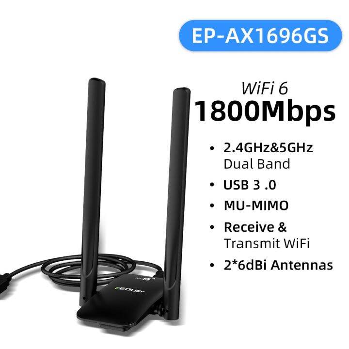 Edup Wifi 6 Usb Adapter Dual Band Ax1800 Usb3 0 Wireless Wi Fi Dongle Drive Free Network Card