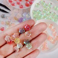 CHCA พราว เรซิน เครื่องประดับเล็บออโรร่า Rhinestones 3D ดอกไม้เล็ก เครื่องประดับเล็บ DIY อุปกรณ์ทำเล็บ ตกแต่งเล็บ