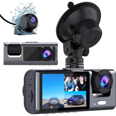 Dual Dash Cam ด้านหน้าและด้านหลังเครื่องบันทึกรถสำหรับรถยนต์ที่มี IR Night Vision 3ช่อง HD กล้องขับรถด้านหน้าและด้านหลัง Dashcams Dual Dash Cam สำหรับรถ Xinanhome