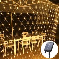 4x6M Solar Power LED Christmas Garlands LED String Christmas Net Lights Fairy Xmas Party Garden Wedding Decoration Curtain Light