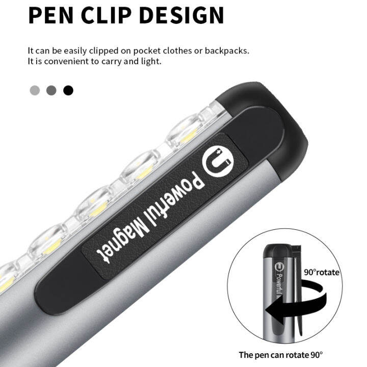 mini-led-flashlight-xpe-cob-lamp-beads-ultra-bright-torch-with-clip-magnet-work-light-waterproof-usb-rechargeable-flashlight