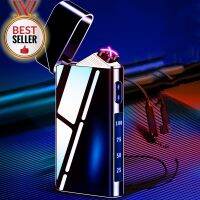 2023 Metal Outdoor Windproof Pulse Dual Arc USB Quick Charge Lighter Touch Sensor LED Power Display Portable Luxury Mens Gifts