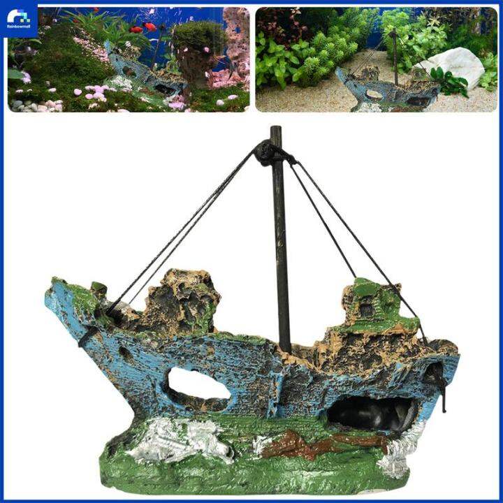 Aquarium Ship Ornament for Saltwater Tanks Fish Tank Boat Decoration