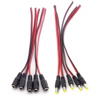 5.5mm 5pcs AC DC Female Male power supply cord Cable 12V 24V wire Connecters Jack Adapter for CCTV Camera led strip lights Plug  Wires Leads Adapters