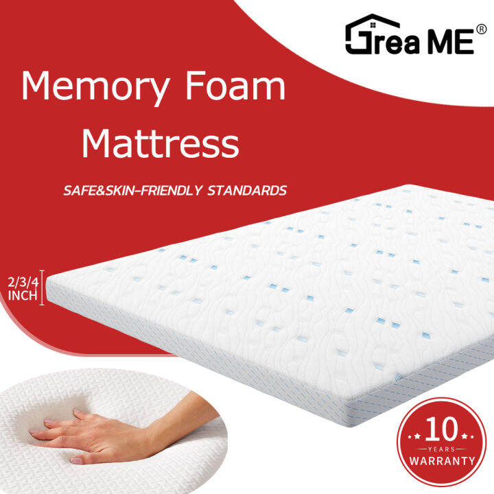 DreaMe 2/3/4 Inch Memory Foam Mattress Single/Double/Queen/King Size