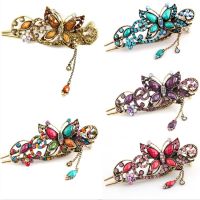 New Fashion Rhinestone Hairpin Flower Leaf Butterfly Duckbill Hair Claws Retro Hair Clips For Women Shinning Ponytail Headwear