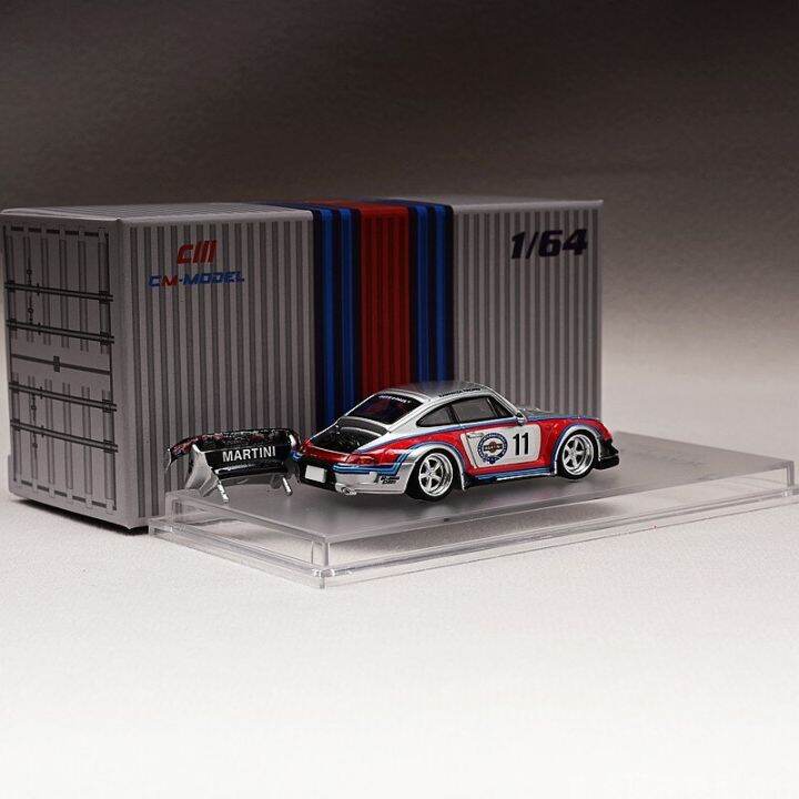 รถแข่งของเล่น-pors-rwb-martini-silver-diecast-supercar-สำหรับเด็กหญิงเด็กชายพร้อมกล่องแสดงผล-cm-โมเดล1-64