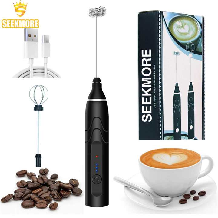 Electric Milk Frother With Double Whisk, Usb Rechargeable Milk Frother, 2  In 1 Handheld Battery Operated Milk Frother For Coffee, Latte, Cappuccino,  W