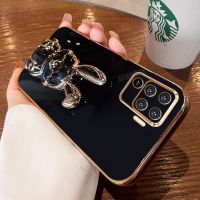 {Taoyitao case} Reno5lite Luxury Rabbit Holder Case For Oppo Reno 5 6 7 8 Reno5 Lite 8t Reno7 Pro 4g 5g Plating Silicone Stand Cover A5 A9 2020