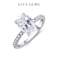 ATTAGEMS แหวนเพชรโมอิส3.5CT วงรีสำหรับผู้หญิง18K 14K 10K ผ่านการทดสอบทองคำเครื่องประดับงานหมั้นขายส่ง