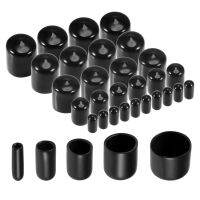 Uxcell 25pcs Round Rubber End Caps 1/8 1/4 1/2 3/4 15/16 Black Vinyl Cover Screw Thread Protectors Assortment Kit