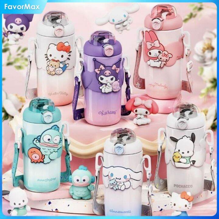 favormax-500มล-ชุดฟองถ้วยน้ำร้อนสีสันสดใส-sanrio-316พกพาสะดวกน่ารักฟางสแตนเลสสตีลลายการ์ตูนนักเรียนแก้วแบบมีหลอดถ้วยน้ำ