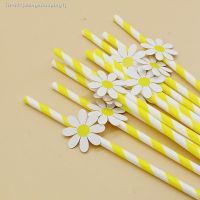 ❀ 10Pcs Sweet Daisy Flower Disposable Paper Straws Bar Drinking Straws Birthday Baby Shower Wedding Party Supply Decorations